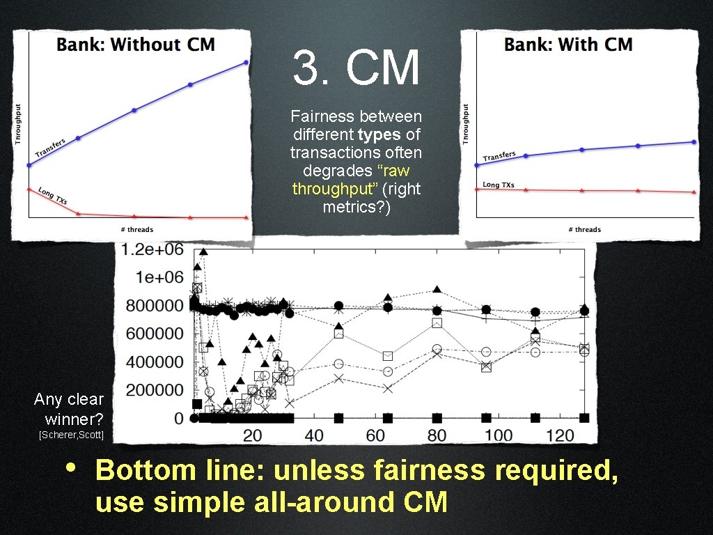 3. CM Fairness between different types of transactions often degrades “raw throughput” (right metrics?