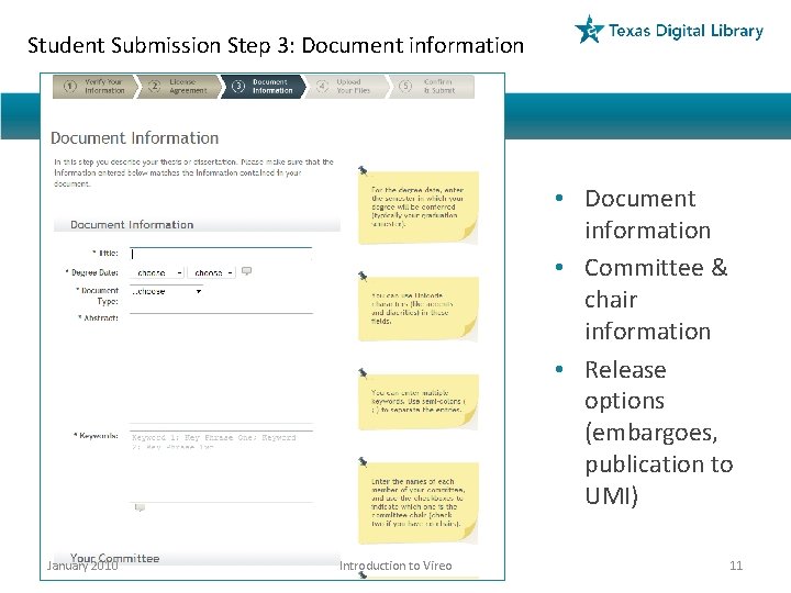 Student Submission Step 3: Document information • Document information • Committee & chair information