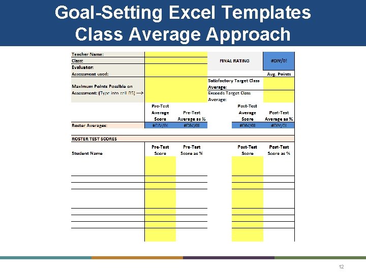 Goal-Setting Excel Templates Class Average Approach 12 