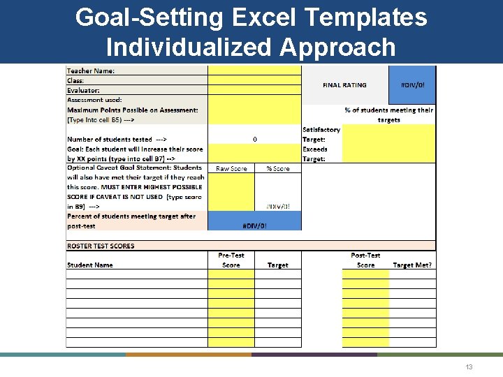 Goal-Setting Excel Templates Individualized Approach 13 