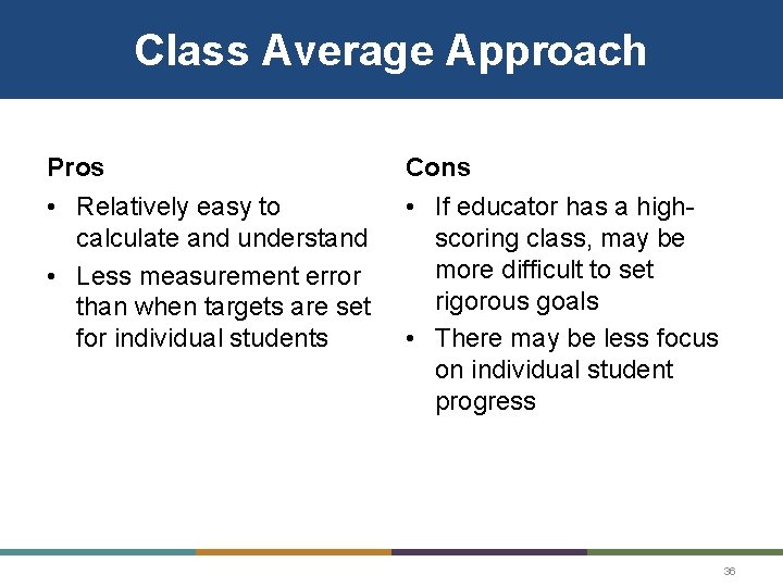 Class Average Approach Pros Cons • Relatively easy to calculate and understand • Less