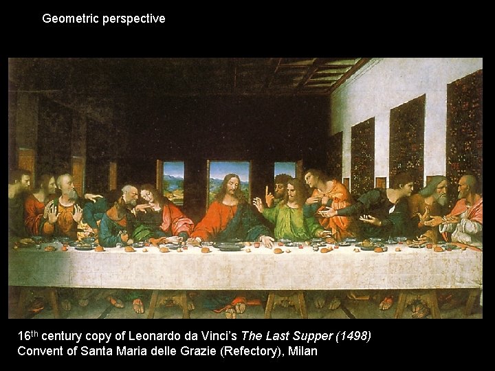 Geometric perspective 16 th century copy of Leonardo da Vinci’s The Last Supper (1498)