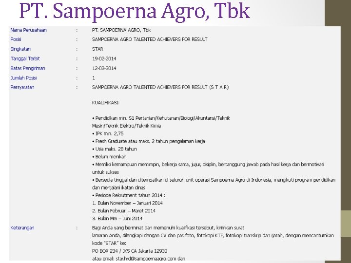 PT. Sampoerna Agro, Tbk 