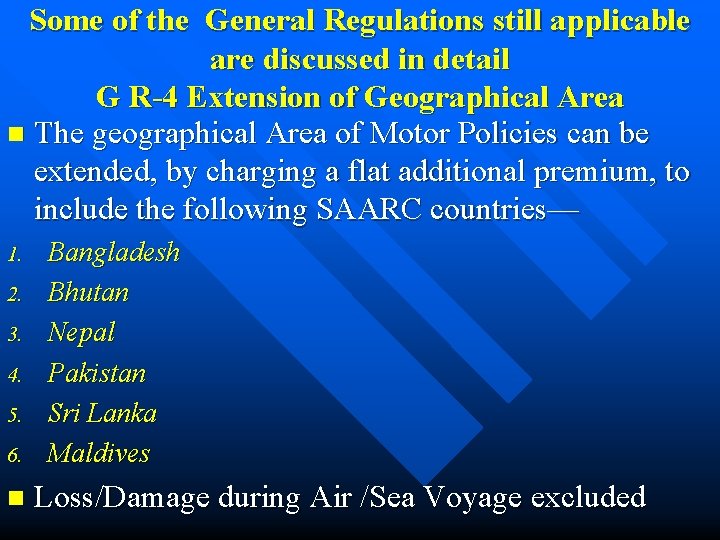 Some of the General Regulations still applicable are discussed in detail G R-4 Extension