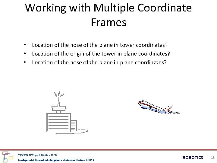 Working with Multiple Coordinate Frames • Location of the nose of the plane in