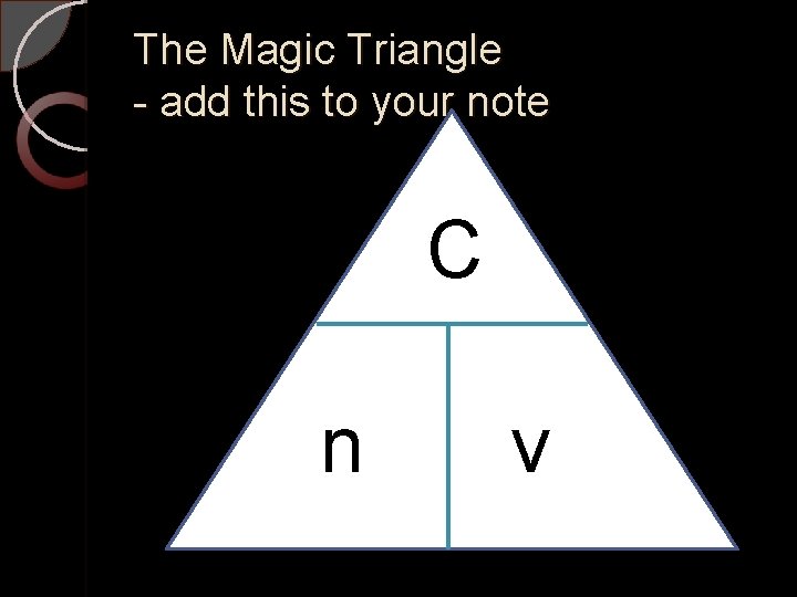 The Magic Triangle - add this to your note C n v 