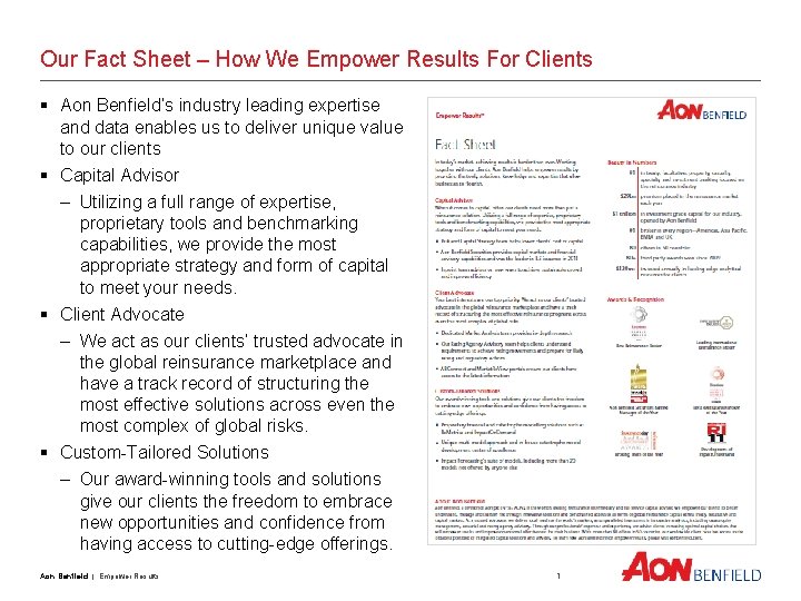 Our Fact Sheet – How We Empower Results For Clients § Aon Benfield’s industry