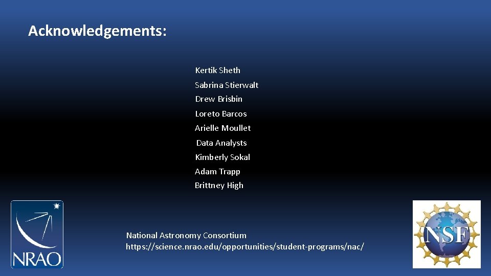 Acknowledgements: Kertik Sheth Sabrina Stierwalt Drew Brisbin Loreto Barcos Arielle Moullet Data Analysts Kimberly