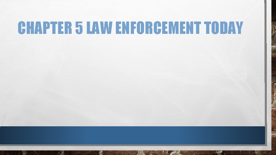CHAPTER 5 LAW ENFORCEMENT TODAY 