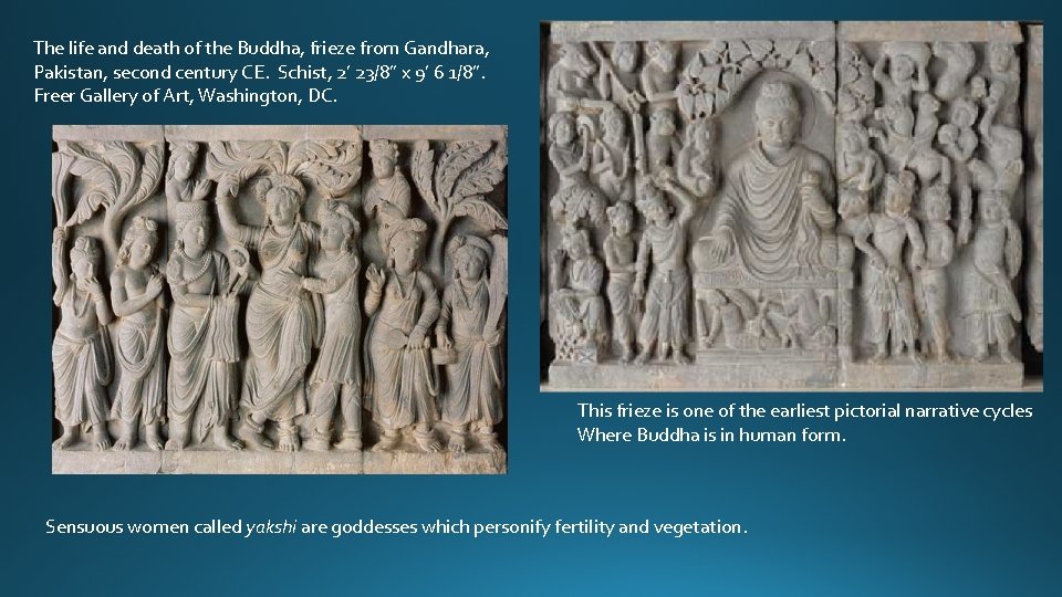 The life and death of the Buddha, frieze from Gandhara, Pakistan, second century CE.