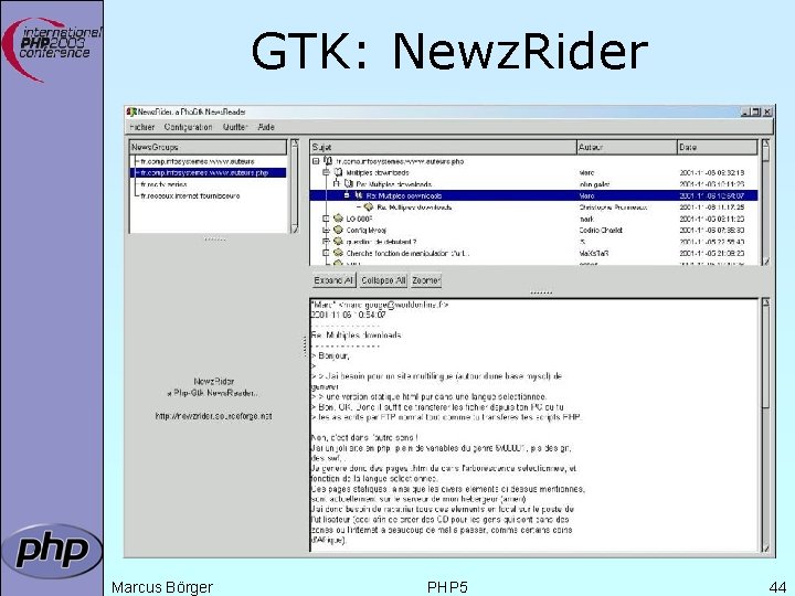 GTK: Newz. Rider Marcus Börger PHP 5 44 
