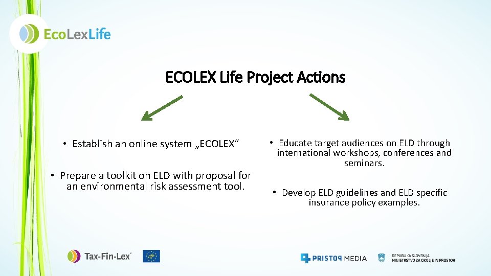 ECOLEX Life Project Actions • Establish an online system „ECOLEX“ • Prepare a toolkit