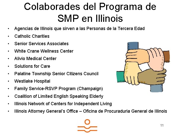 Colaborades del Programa de SMP en Illinois • Agencias de Illinois que sirven a