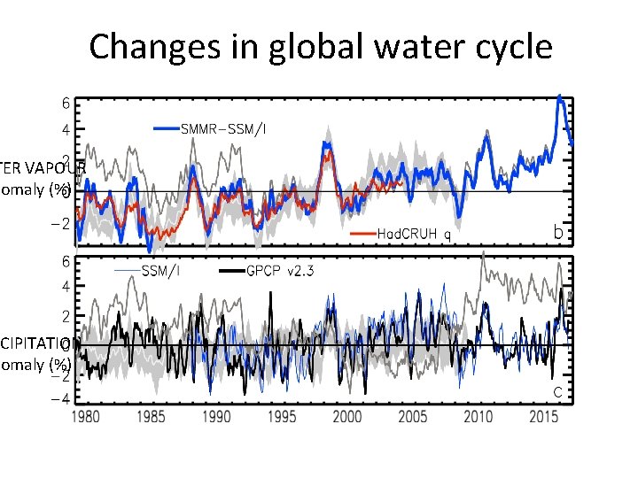 TER VAPOUR nomaly (%) CIPITATION nomaly (%) Changes in global water cycle 
