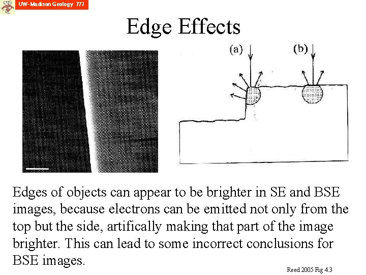 Edge Effects Edges of objects can appear to be brighter in SE and BSE