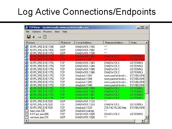 Log Active Connections/Endpoints 