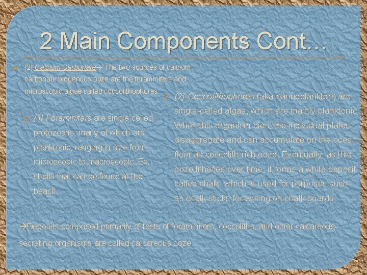 2 Main Components Cont… � [2] Calcium Carbonate The two sources of calcium carbonate