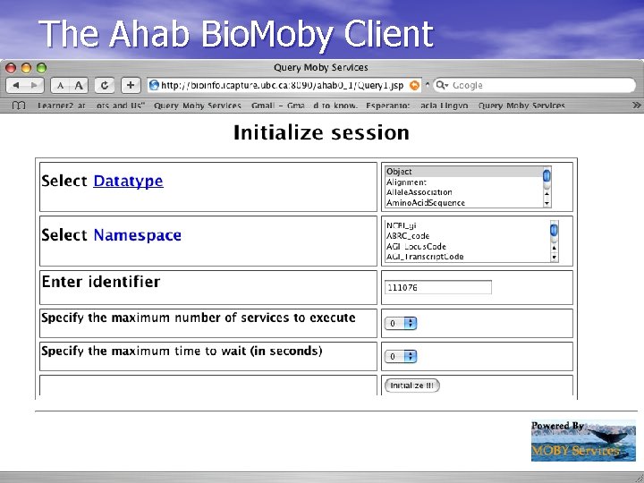 The Ahab Bio. Moby Client 