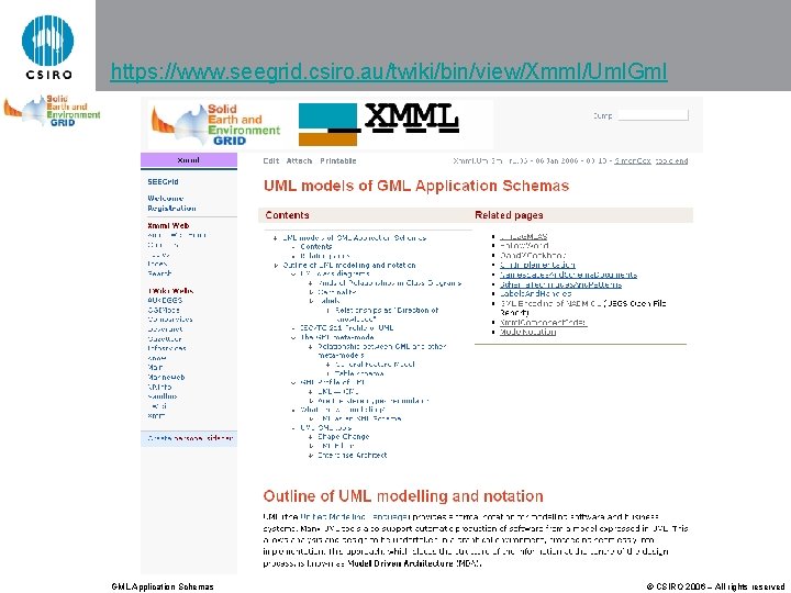 https: //www. seegrid. csiro. au/twiki/bin/view/Xmml/Uml. Gml GML Application Schemas © CSIRO 2006 – All