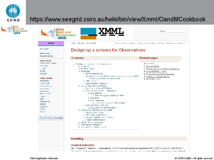 https: //www. seegrid. csiro. au/twiki/bin/view/Xmml/Oand. MCookbook GML Application Schemas © CSIRO 2006 – All