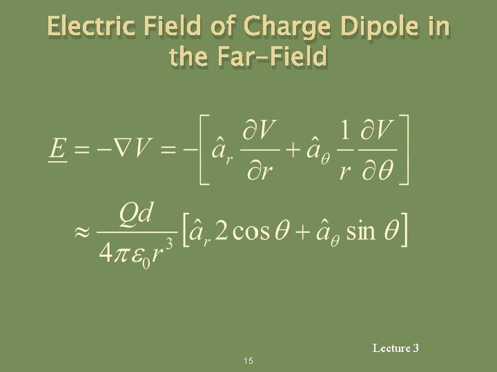 Electric Field of Charge Dipole in the Far-Field Lecture 3 15 