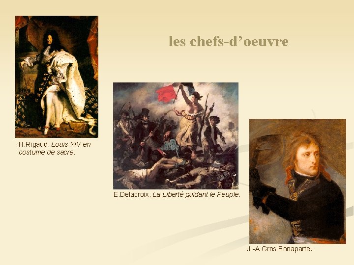 les chefs-d’oeuvre H. Rigaud. Louis XIV en costume de sacre. E. Delacroix. La Liberté