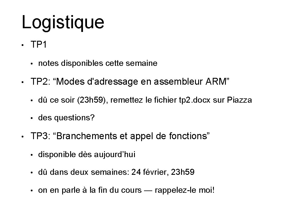 Logistique • TP 1 • • • notes disponibles cette semaine TP 2: “Modes