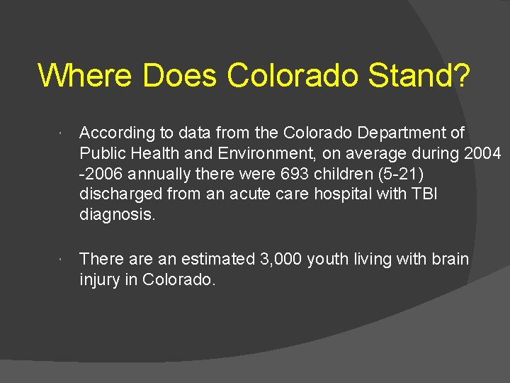 Where Does Colorado Stand? According to data from the Colorado Department of Public Health
