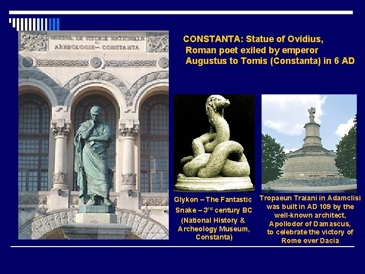 CONSTANTA: Statue of Ovidius, Roman poet exiled by emperor Augustus to Tomis (Constanta) in