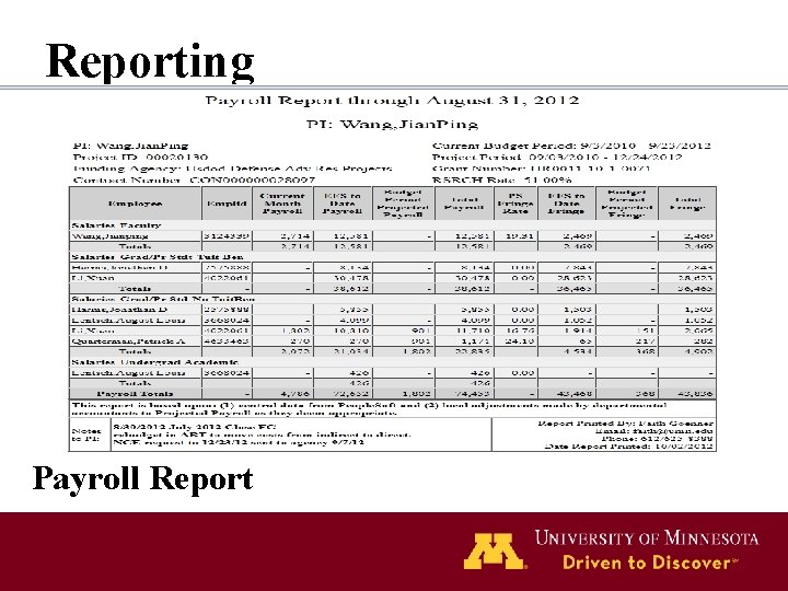 Reporting Payroll Report 