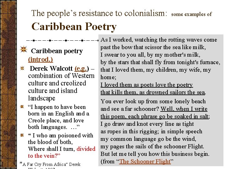 The people’s resistance to colonialism: some examples of Caribbean Poetry As I worked, watching