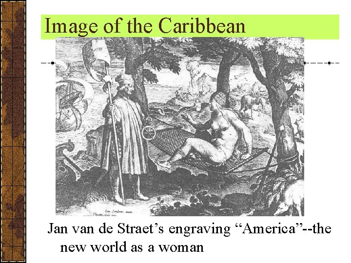 Image of the Caribbean Jan van de Straet’s engraving “America”--the new world as a