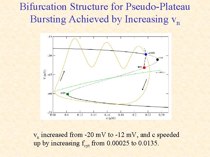 Bifurcation Structure for Pseudo-Plateau Bursting Achieved by Increasing vn vn increased from -20 m.