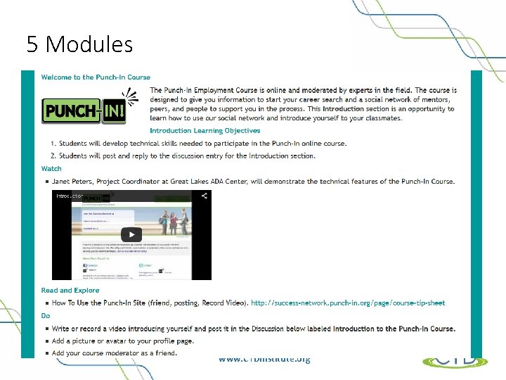 5 Modules www. CTDInstitute. org 