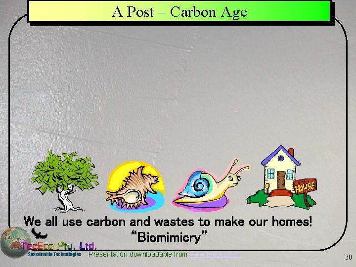 A Post – Carbon Age We all use carbon and wastes to make our