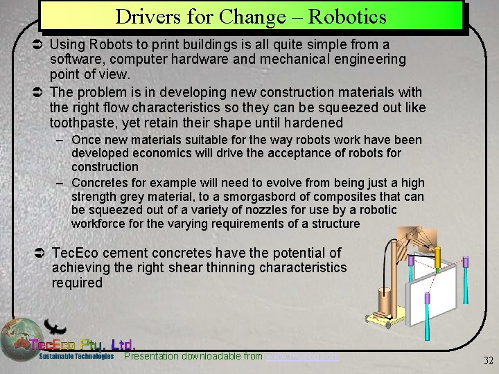 Drivers for Change – Robotics Ü Using Robots to print buildings is all quite