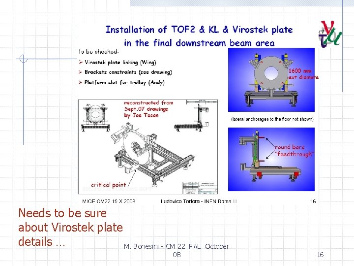 Needs to be sure about Virostek plate details … M. Bonesini - CM 22