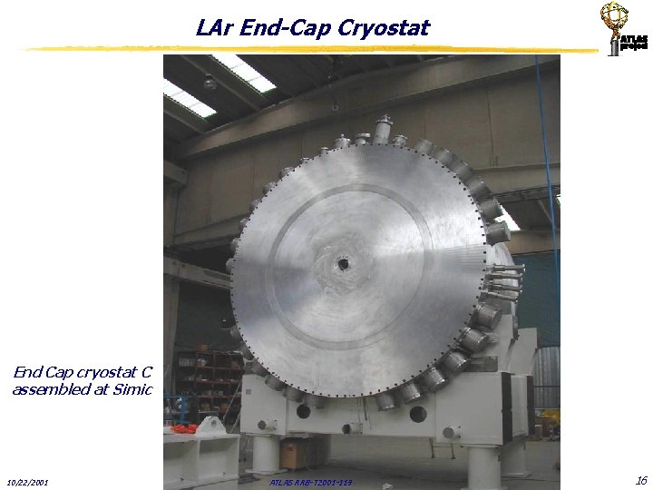 LAr End-Cap Cryostat End Cap cryostat C assembled at Simic 10/22/2001 ATLAS RRB-T 2001