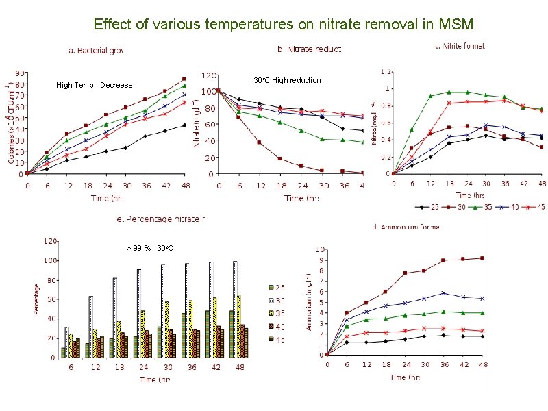 Effect of various temperatures on nitrate removal in MSM High Temp - Decreese >