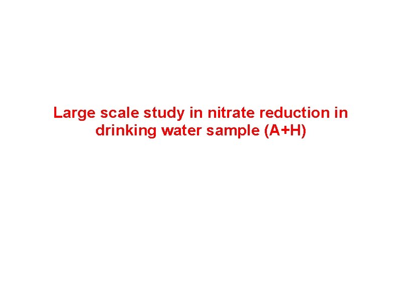 Large scale study in nitrate reduction in drinking water sample (A+H) 