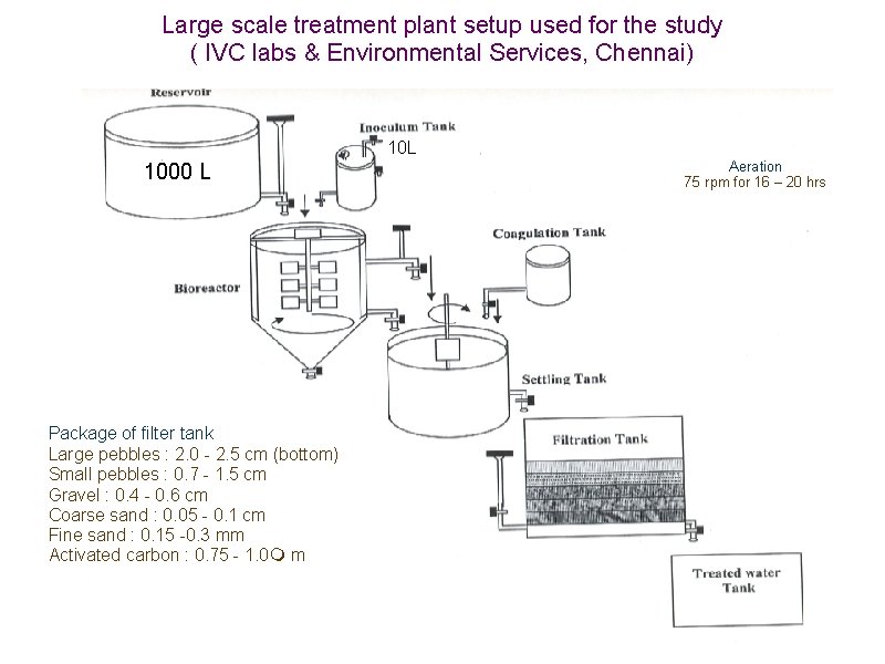 Large scale treatment plant setup used for the study ( IVC labs & Environmental