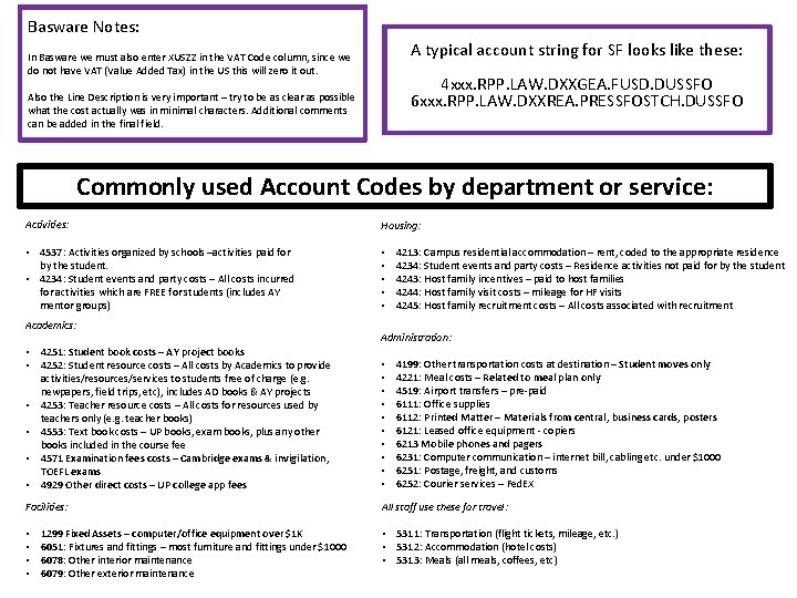 Basware Notes: In Basware we must also enter XUSZZ in the VAT Code column,