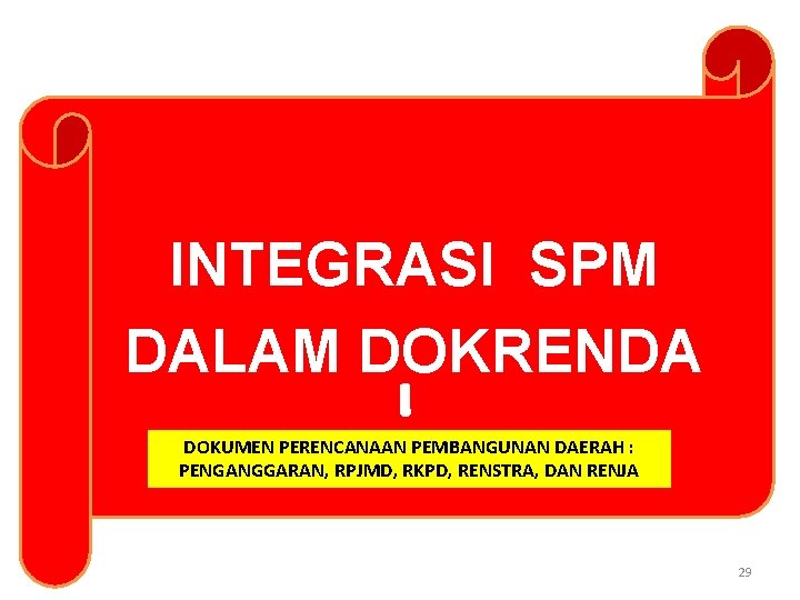 INTEGRASI SPM DALAM DOKRENDA DOKUMEN PERENCANAAN PEMBANGUNAN DAERAH : PENGANGGARAN, RPJMD, RKPD, RENSTRA, DAN