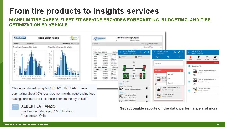 From tire products to insights services MICHELIN TIRE CARE’S FLEET FIT SERVICE PROVIDES FORECASTING,