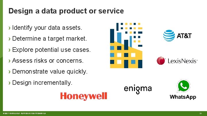 Design a data product or service › Identify your data assets. › Determine a