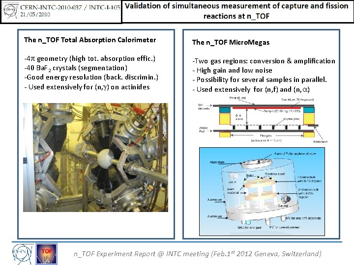 The n_TOF Total Absorption Calorimeter The n_TOF Micro. Megas -4 p geometry (high tot.