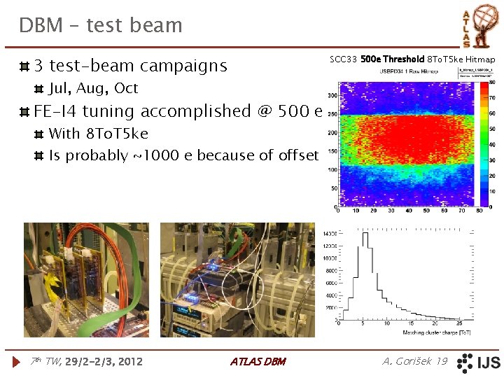 DBM – test beam SCC 33 500 e Threshold 8 To. T 5 ke