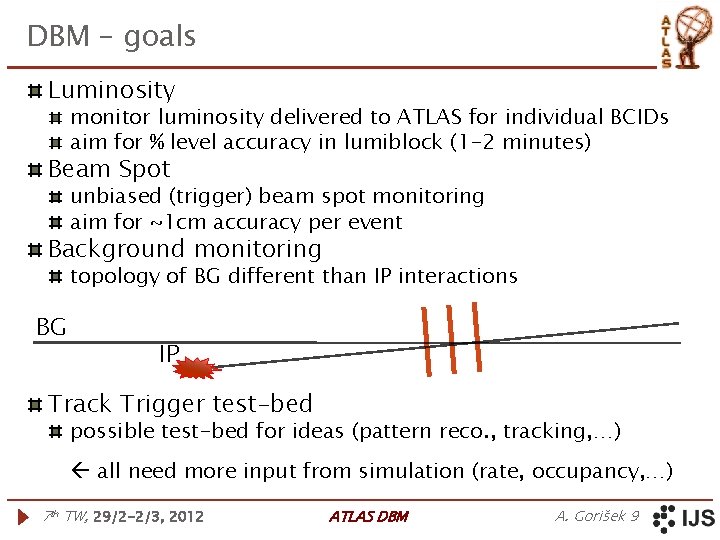 DBM – goals Luminosity monitor luminosity delivered to ATLAS for individual BCIDs aim for
