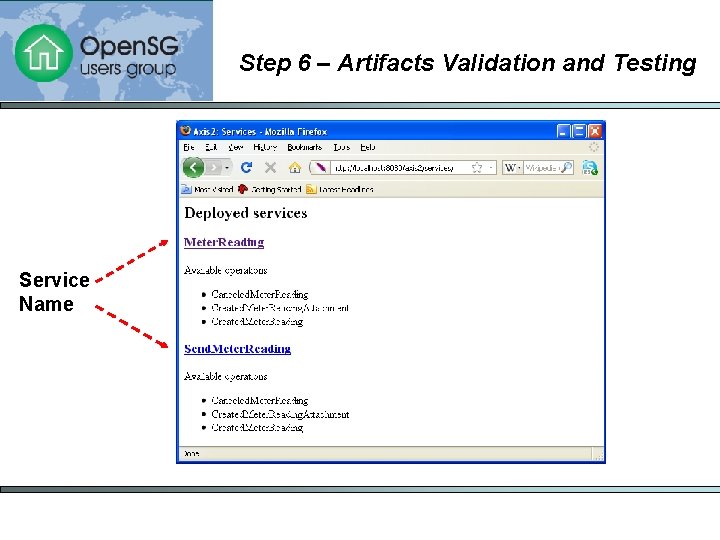 Step 6 – Artifacts Validation and Testing Service Name 