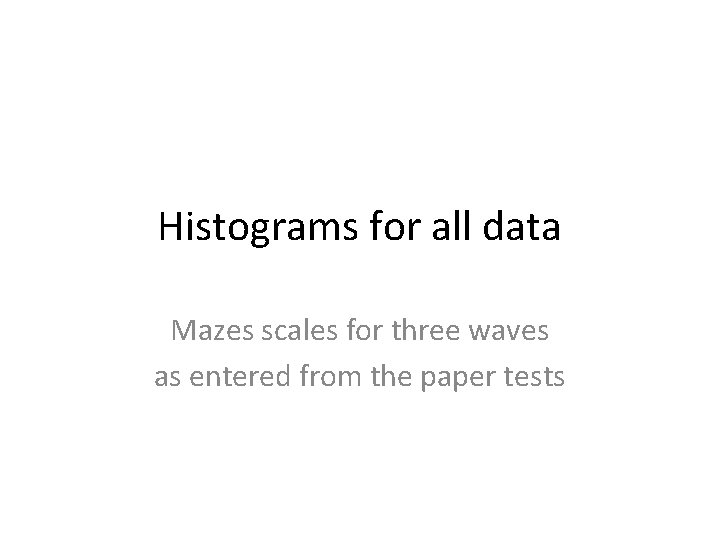 Histograms for all data Mazes scales for three waves as entered from the paper